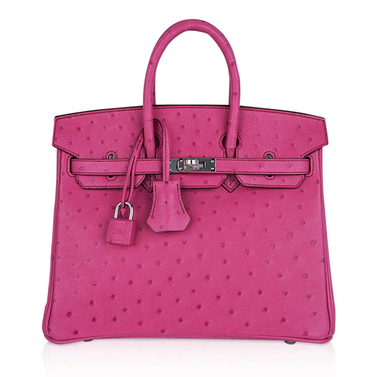 Vivid Deep Fuchsia Tiny Raised Dot Compact Trapezoid Hand Tote With Sleek Silvery Twist Lock Hardware And Matching Suspended Metal Padlock Charm