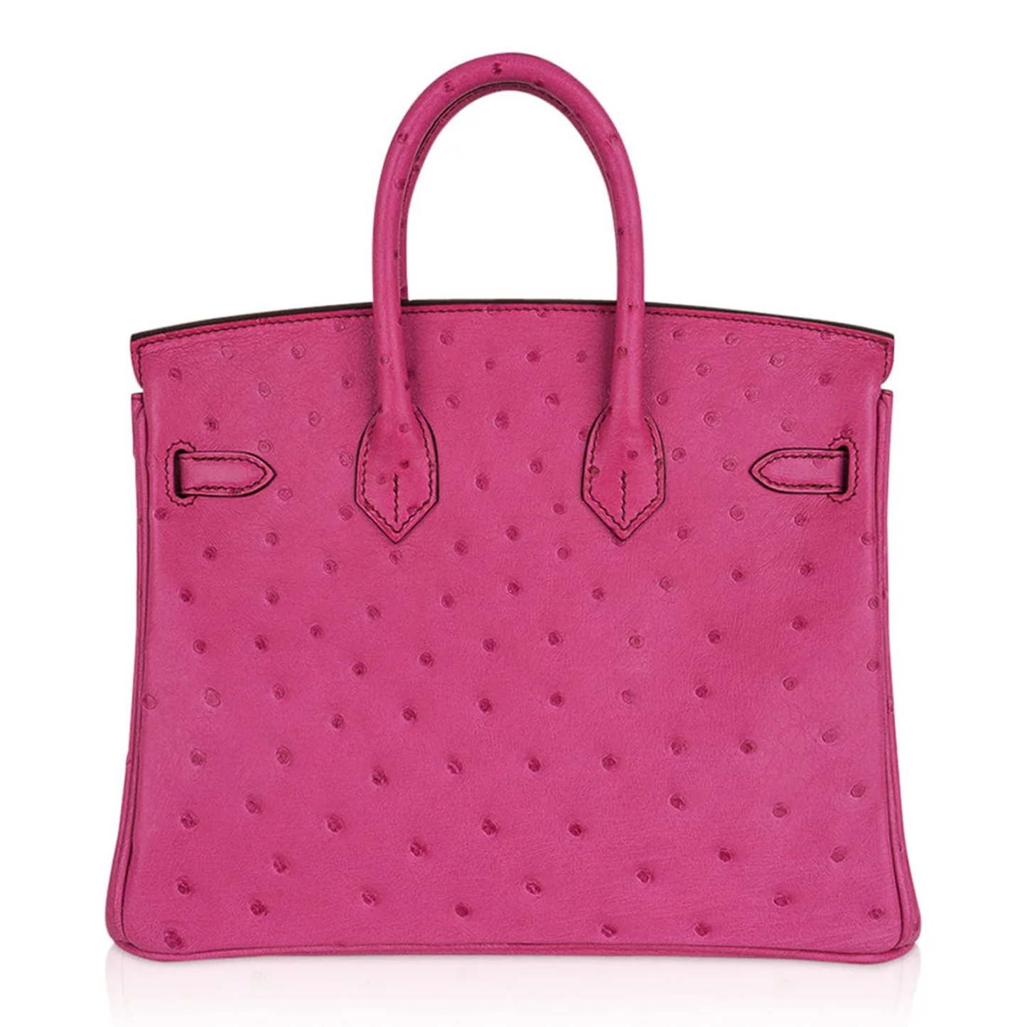Vivid Deep Fuchsia Tiny Raised Dot Compact Trapezoid Hand Tote With Sleek Silvery Twist Lock Hardware And Matching Suspended Metal Padlock Charm