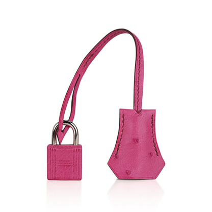 Vivid Deep Fuchsia Tiny Raised Dot Compact Trapezoid Hand Tote With Sleek Silvery Twist Lock Hardware And Matching Suspended Metal Padlock Charm