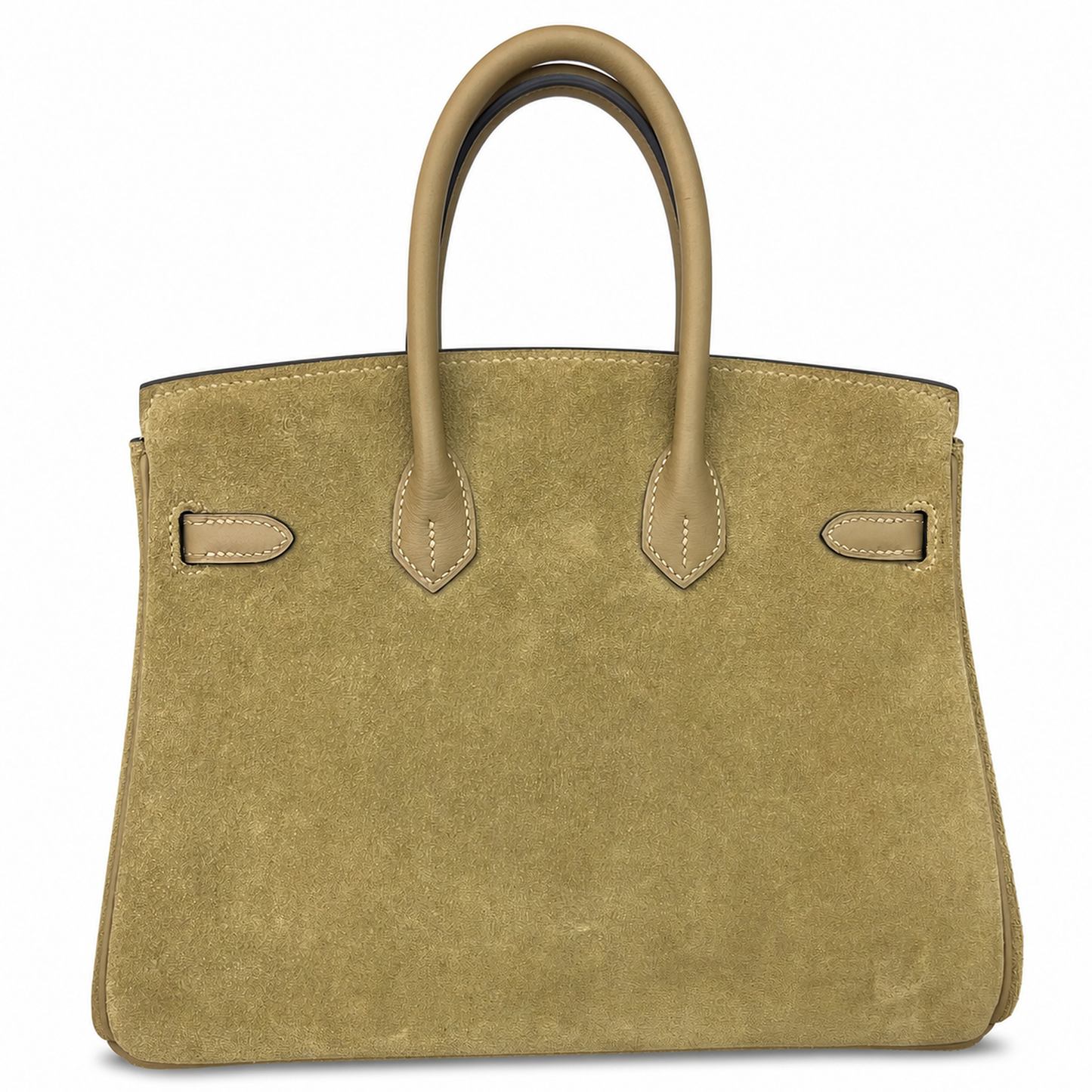 Warm Milk Tea Beige Dual Textured Compact Trapezoid Carry Tote With Luminous Golden Twist Lock Hardware And Built-In Inner Zipper Slot